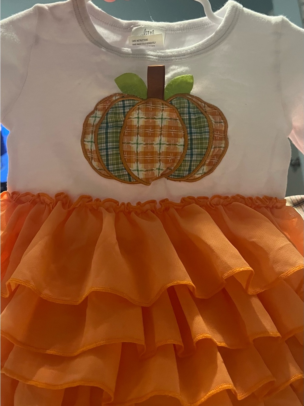 Little Me Orange and White Pumpkin Tutu Dress